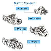Vista 4 de 700Pcs Tornillos autorroscantes Phillips de cabeza plana con arandela, acero inoxidable 304, tornillos de madera pequeños/mini M2 M2.3 M2.6 M3, kit