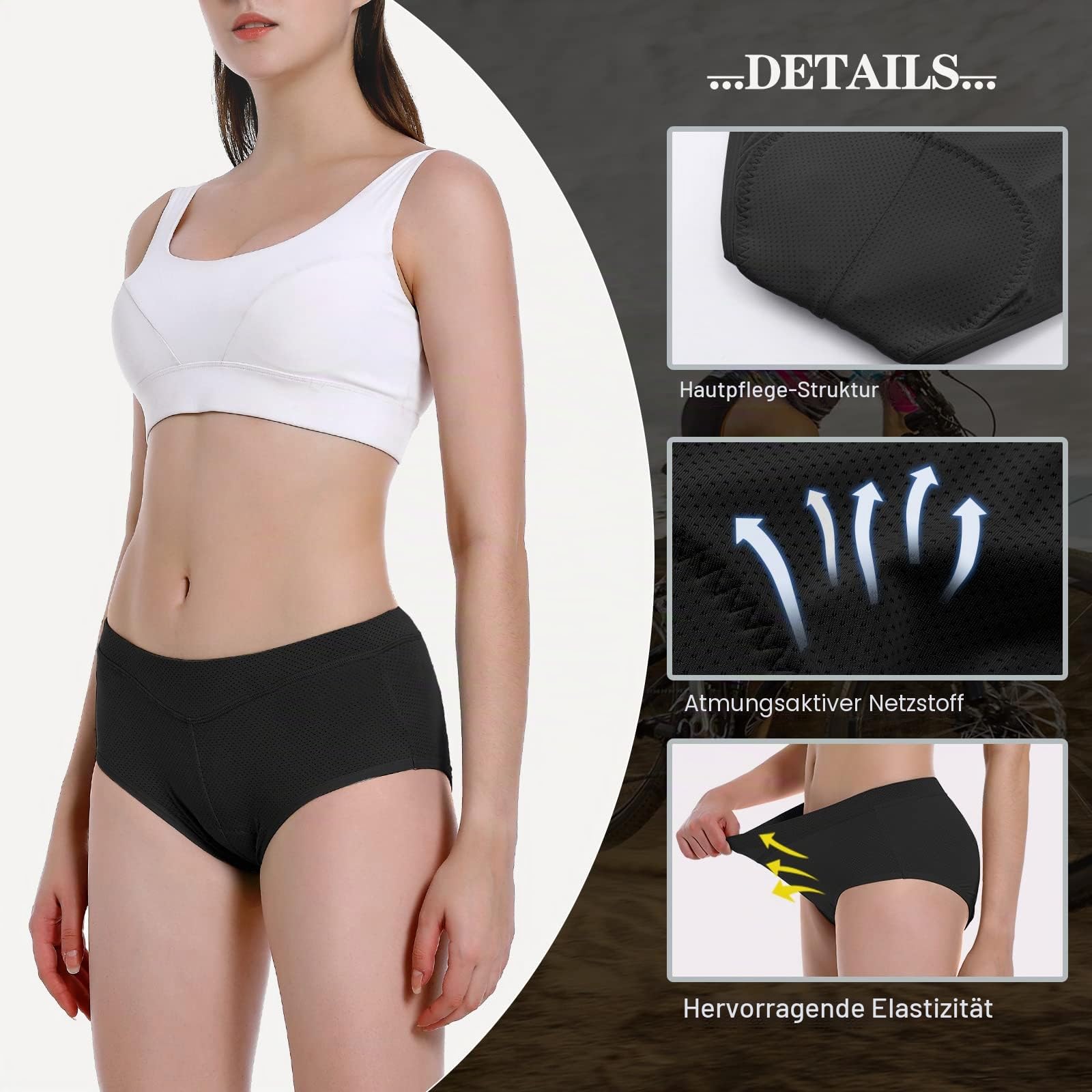 FEIXIANG Damen Radunterhose, Fahrradhose Kurz Radlerhose Fahrrad Unterwäsche mit 4D Gel Gepolstert, Fahrradunterhose Atmungsaktiv Schnelltrocknend Radhose