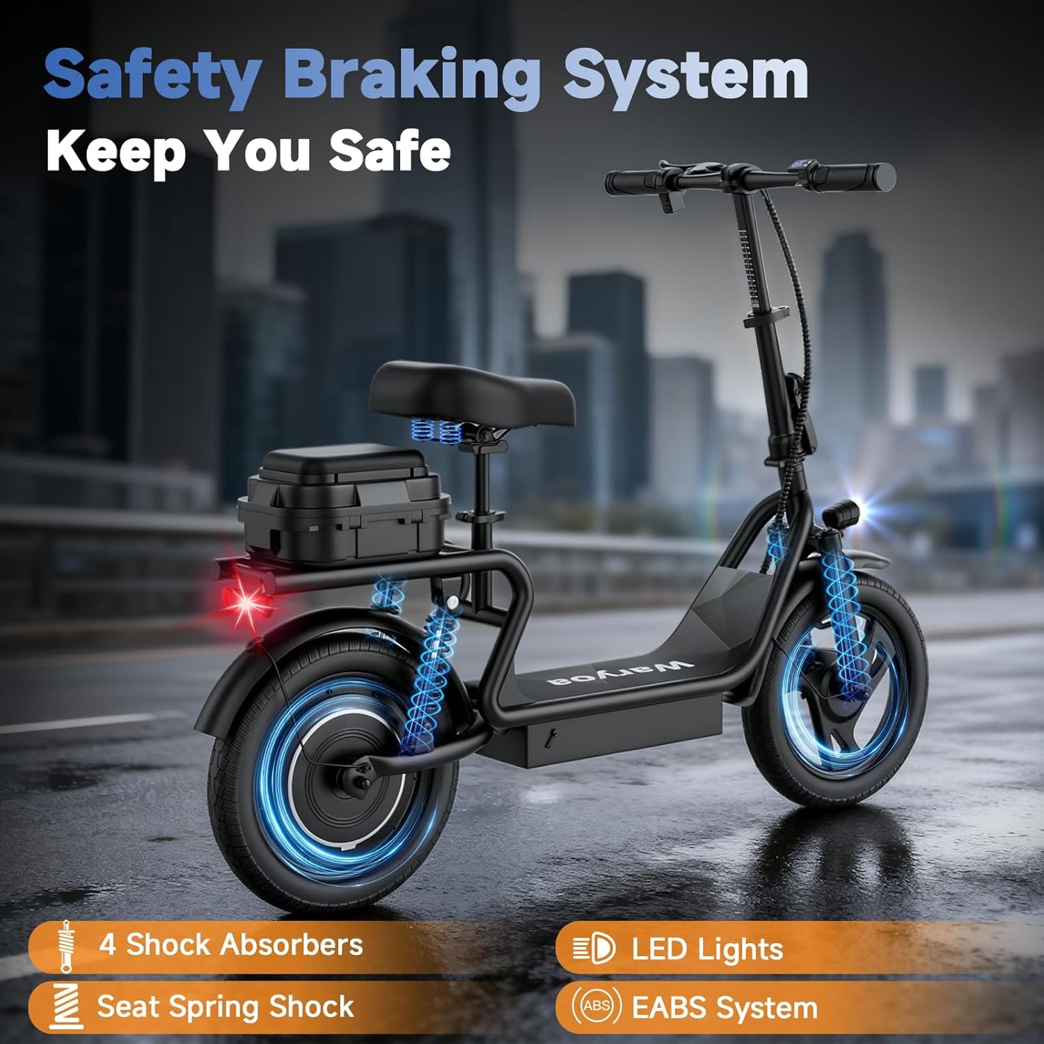 Foldable Electric Scooter for Adults, 350W/500W Motor, Up to 22 MPH, 8.5"/10"/14" Tires, 15‑31 Miles Range, Dual Brakes E Scooter with Seat & Bag