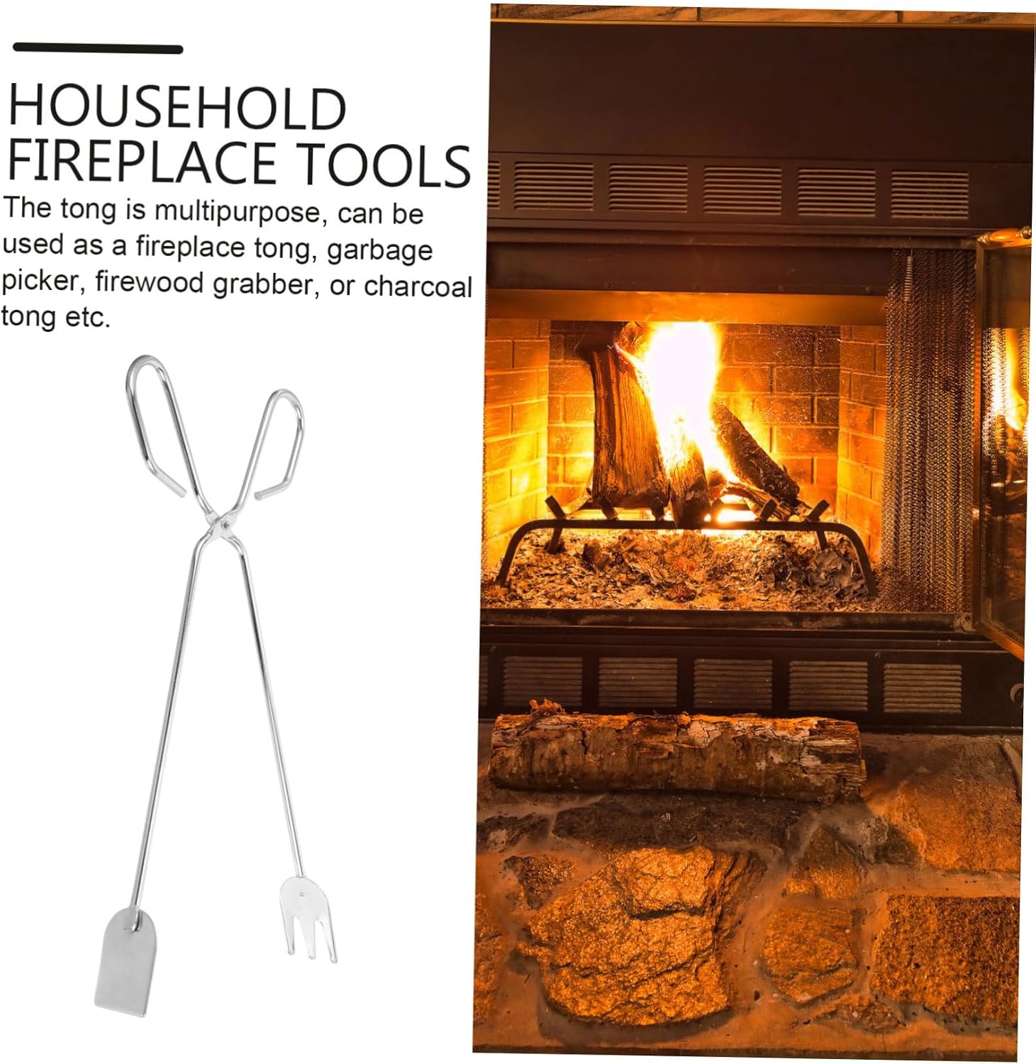 Xmas Charcoal Tongs Grab Tool for Camping Outdoor Fire Pit Iron