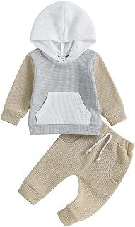 Toddler Baby Boy Clothes Color Block Hooded Sweatshirt Pullover Jogger Pants 2Pcs Fall Winter Sweatsuit Outfit
