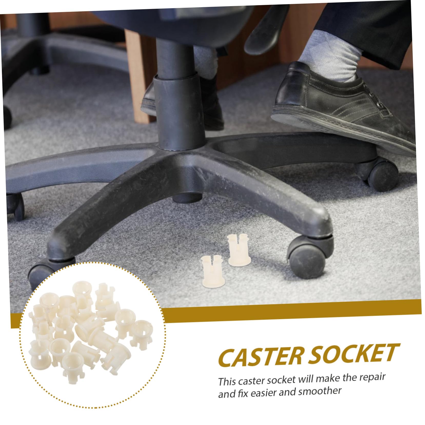 BCOATH 20pcs Small Caster Stem Sleeves for Chair Feet Plastic Wheel Socket Inserts with Fine Workmanship Wear-resistant Caster Socket for Office Chairs and Furniture - Image 2