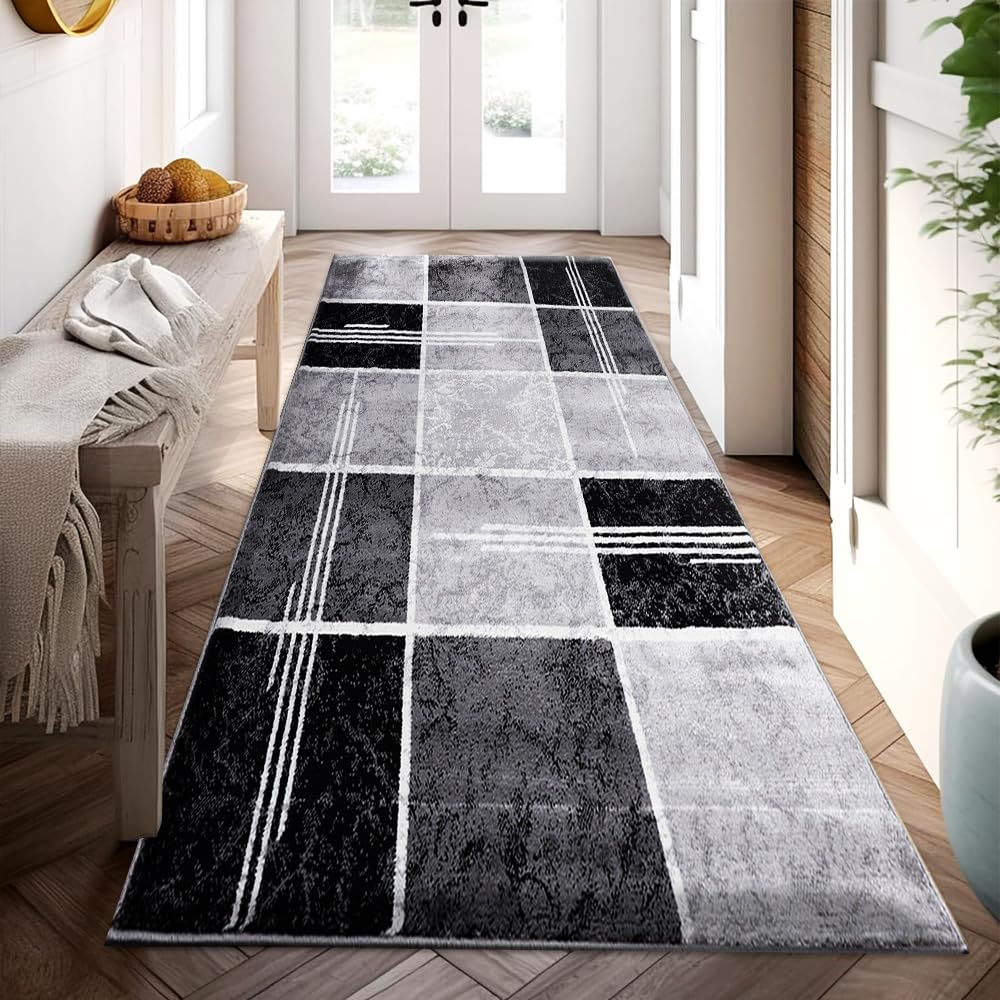 Tapis de couloir extra large noir 80 x 150 cm pour grand salon