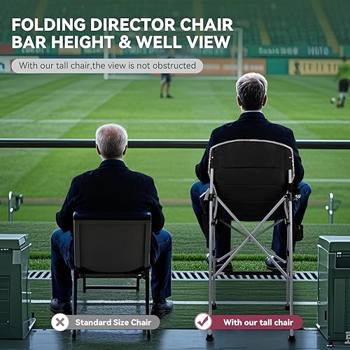 Miniatura 3 de Silla alta plegable para salón de maquillaje, silla portátil para sesión de fotos plegable de altura de barra de campamento con bolsa Stroage,