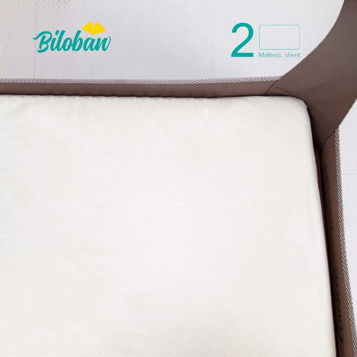 Organic Cotton Pack N Play Sheets, 2 Pack Portable Playard/Mini Crib Mattress Sheets, Ultra Soft, Cream White, Pre-Shrink