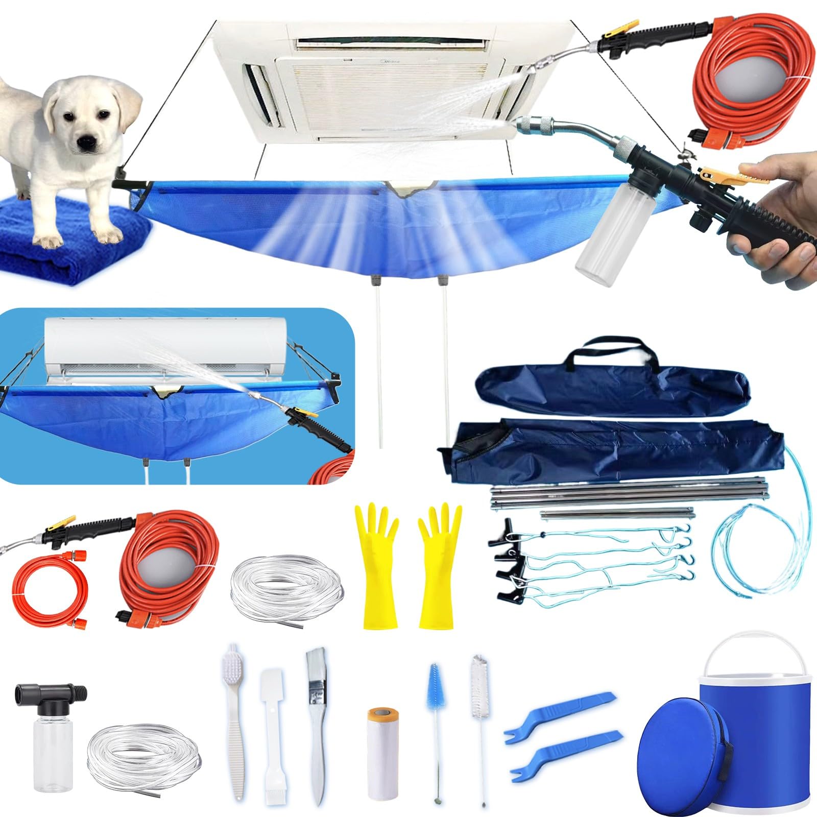 Full Set 20pcsmini Split Cleaning Kit，Mini Split Ac Unit Cleaning Bag