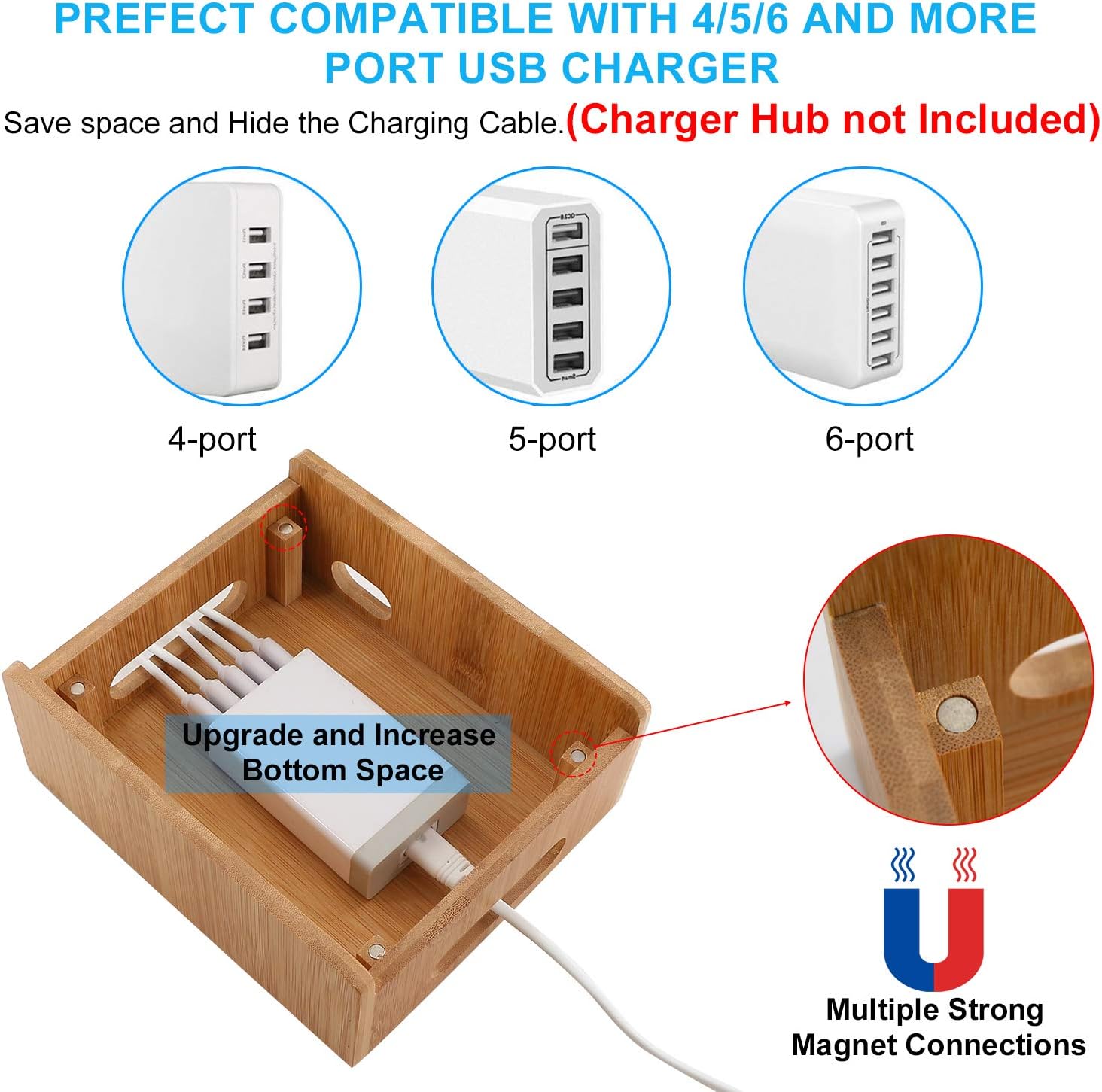 Authеntіс Crаzу Dеаlѕ Pezin & Hulin Bamboo Charging Stations for Multiple Devices, Upgrade Desk Docking Station Organizer for Cell Phones, Tablet, Smart Watch & Earpods Stand (Includes 5 Cables BUT NO Power Supply Charger)