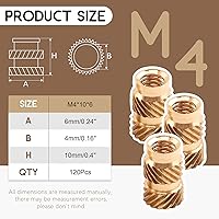 Vista 2 de Tuercas de latón M4x10x6mm Tuercas de incrustación Tuerca de latón Tuercas moleteadas Tuercas roscadas Juego de calor Tuercas de inserción