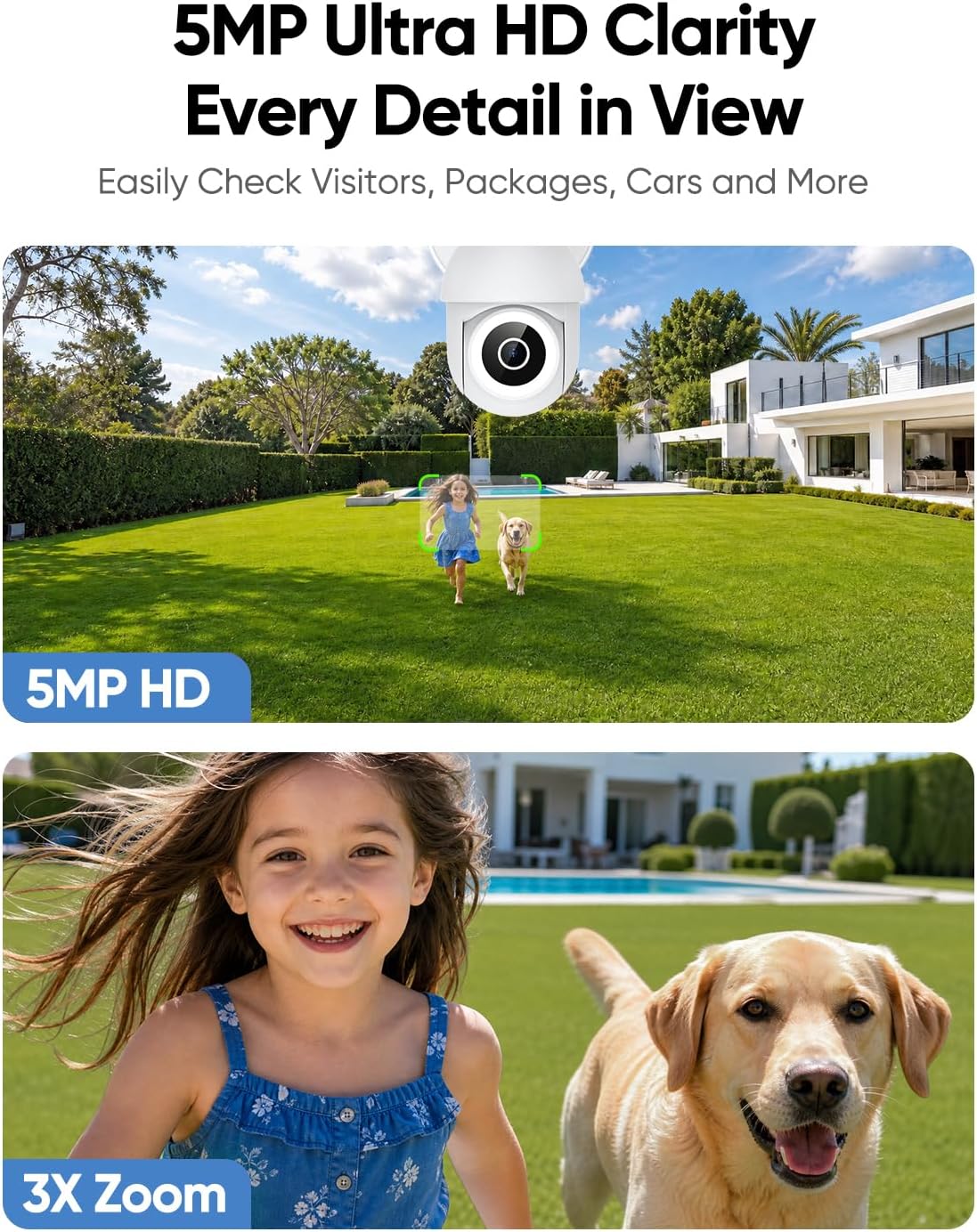 Floodlight Camera Hardwired 6500LM, 2K+ UHD Outdoor Security Camera, 360° Pan & Tilt View, AI Detection & Tracking, 24/7 Recording, Color Night Vision, 5GHz/2.4GHz WiFi, Compatible with Alexa 5 71FC1BzRAZL. AC SL1500