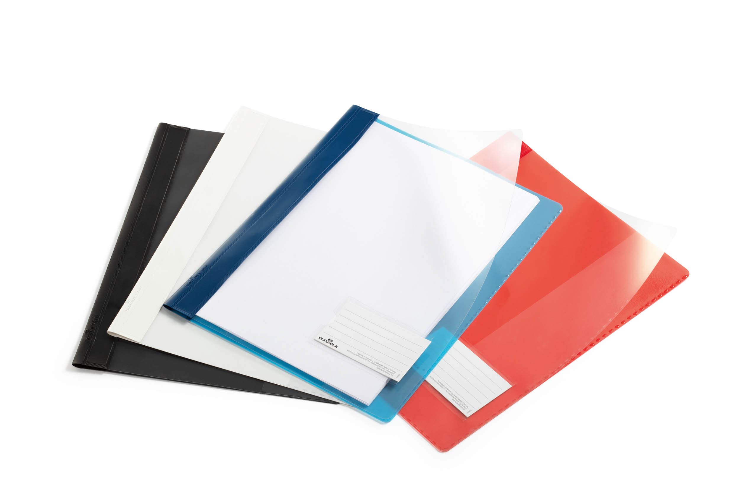 Durable 269007 Skoroszyt A4 (z przezroczystą okładką, z PVC), opak. 25 sztuk, kolor granatowy.