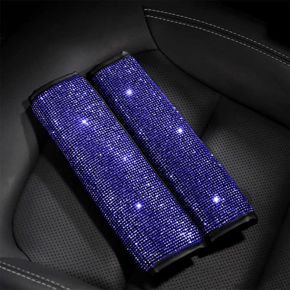 Bling Bling 2PCS Car Safety Belt Covers - Crystal Diamond Seat Belt Shoulder Pads for Women or Girls (Red)