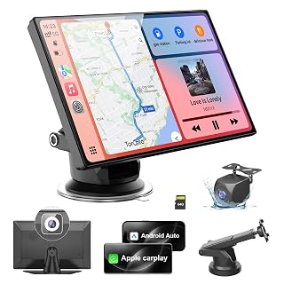HK9 Carplay Screen for Car, 9" HD Portable Apple Carplay & Android Auto Screen, with 4K Dash Cam & 1080P Backup Camera, Upgrade Car Play Touchscreen, GPS Navigation/Siri/Mirror Link/Bluetooth/FM - Amazon product rated Grade A
