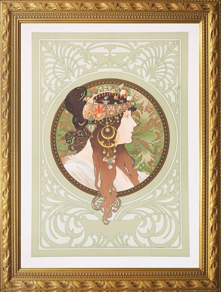 Amazon.co.jp: ミュシャビザンティン風の頭部:ブルネット リトグラフ Amazon.co.jp: ミュシャビザンティン風の頭部:ブルネット リトグラフ