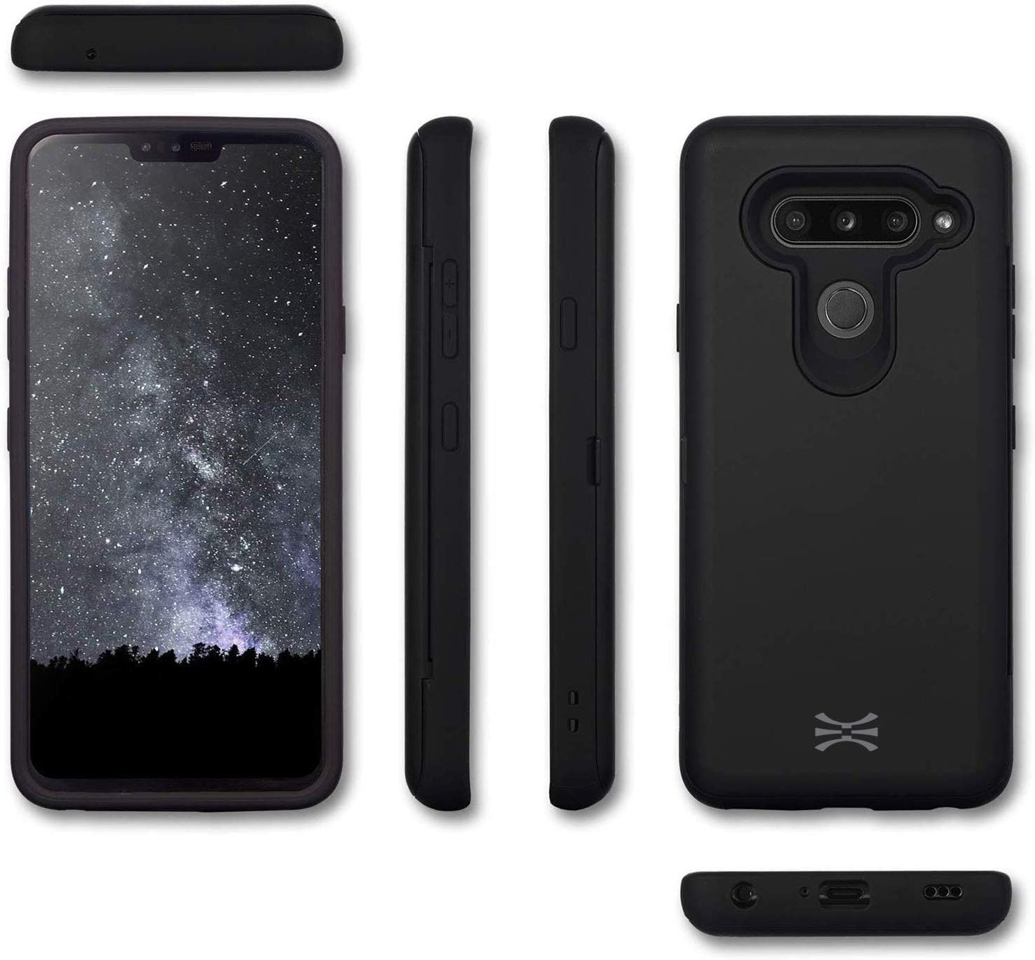 TORU CX PRO Case for LG V40 ThinQ, with Card Holder | Slim Protective Cover with Hidden Credit Cards Wallet Flip Slot Compartment Kickstand | Include Mirror, Strap, USB Adapter - Black