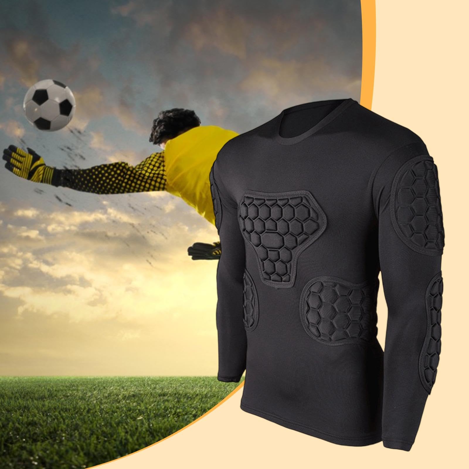 Maglia a Compressione Imbottita da Uomo, Protezione Costale Antiurto, Calcio, Rugby, Abbigliamento Sportivo,