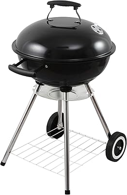 RENOOK Portable Charcoal Grill - Smoker Hot Controlled Round Grill for Outdoor Picnic Terrace, Backyard, Camping, 20.1" 18.3" 35.4"，Black