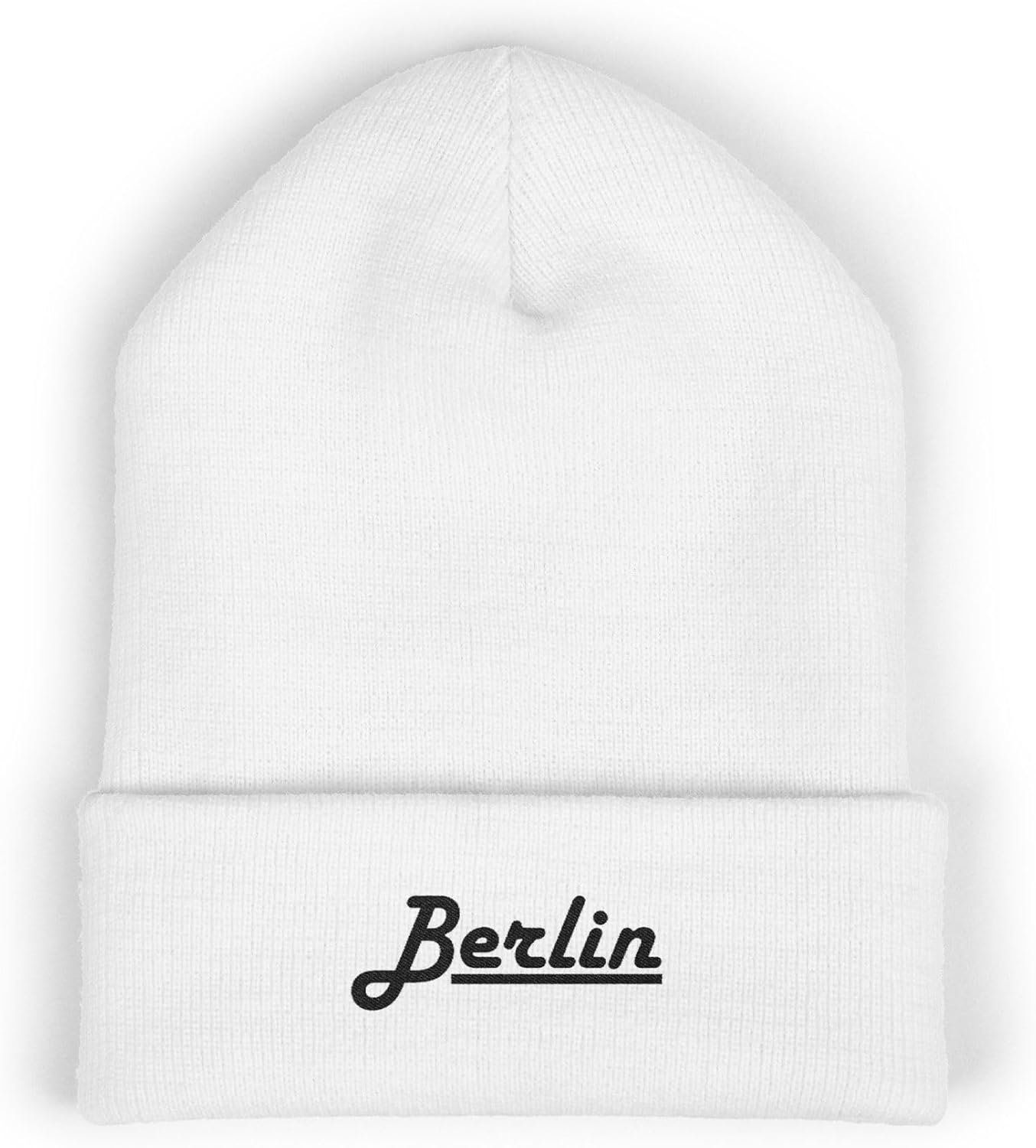 Classic Cuffed Beanie Hat with 'Berlin' Embroidery Message