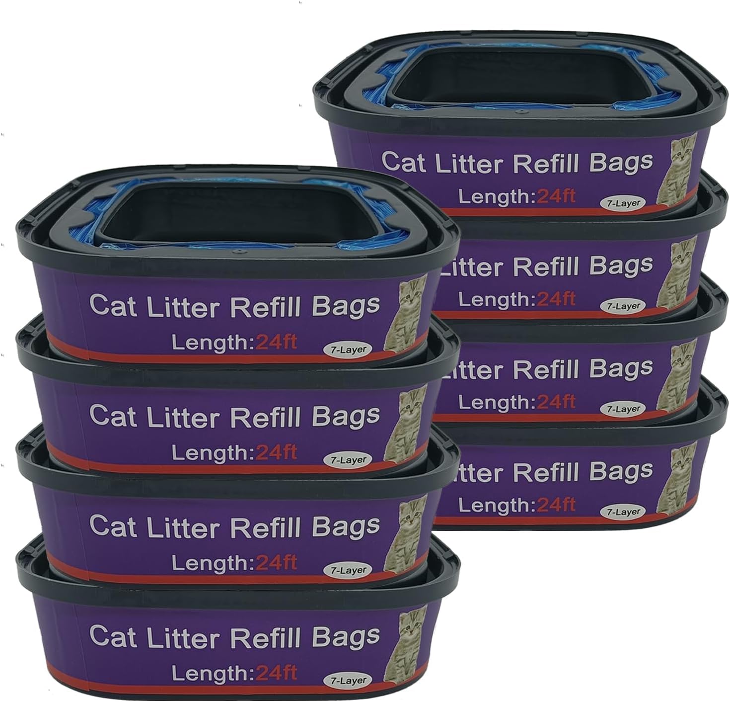 8 Pack Cat Litter Refill Cartridges for Genie Litter Pails