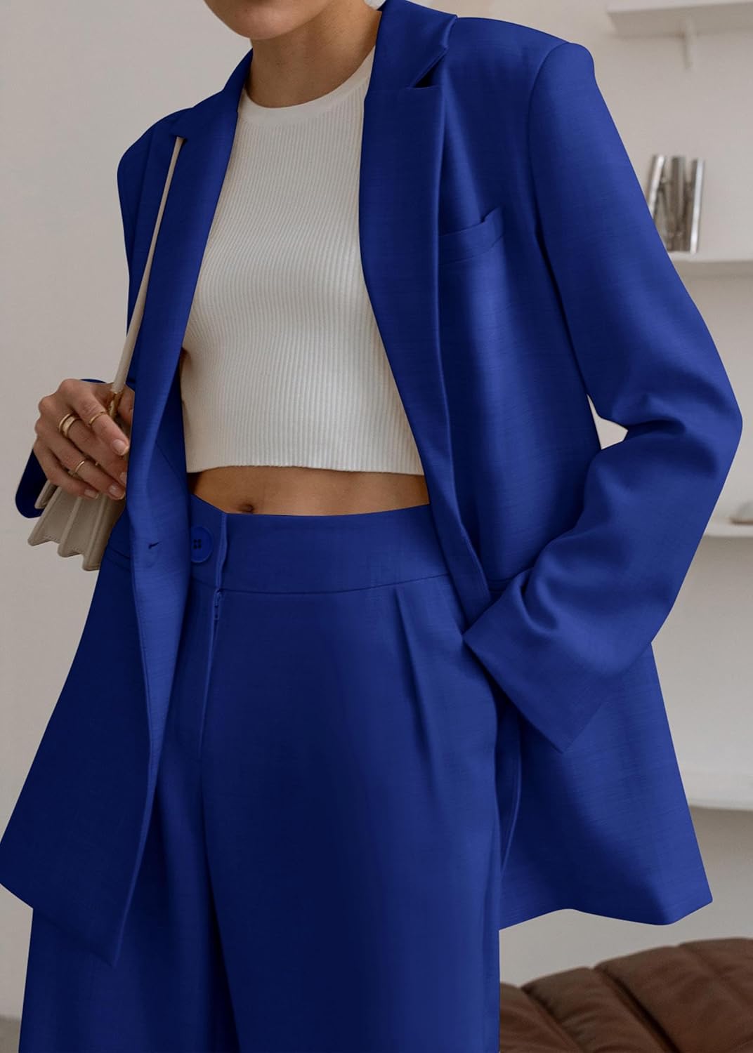 KIRUNDO Women Suits 2 Piece Set Business Casual Dressy Oversized Blazer Jacket and Wide Leg Dress Pantsuits Formal Outfits - Image 7