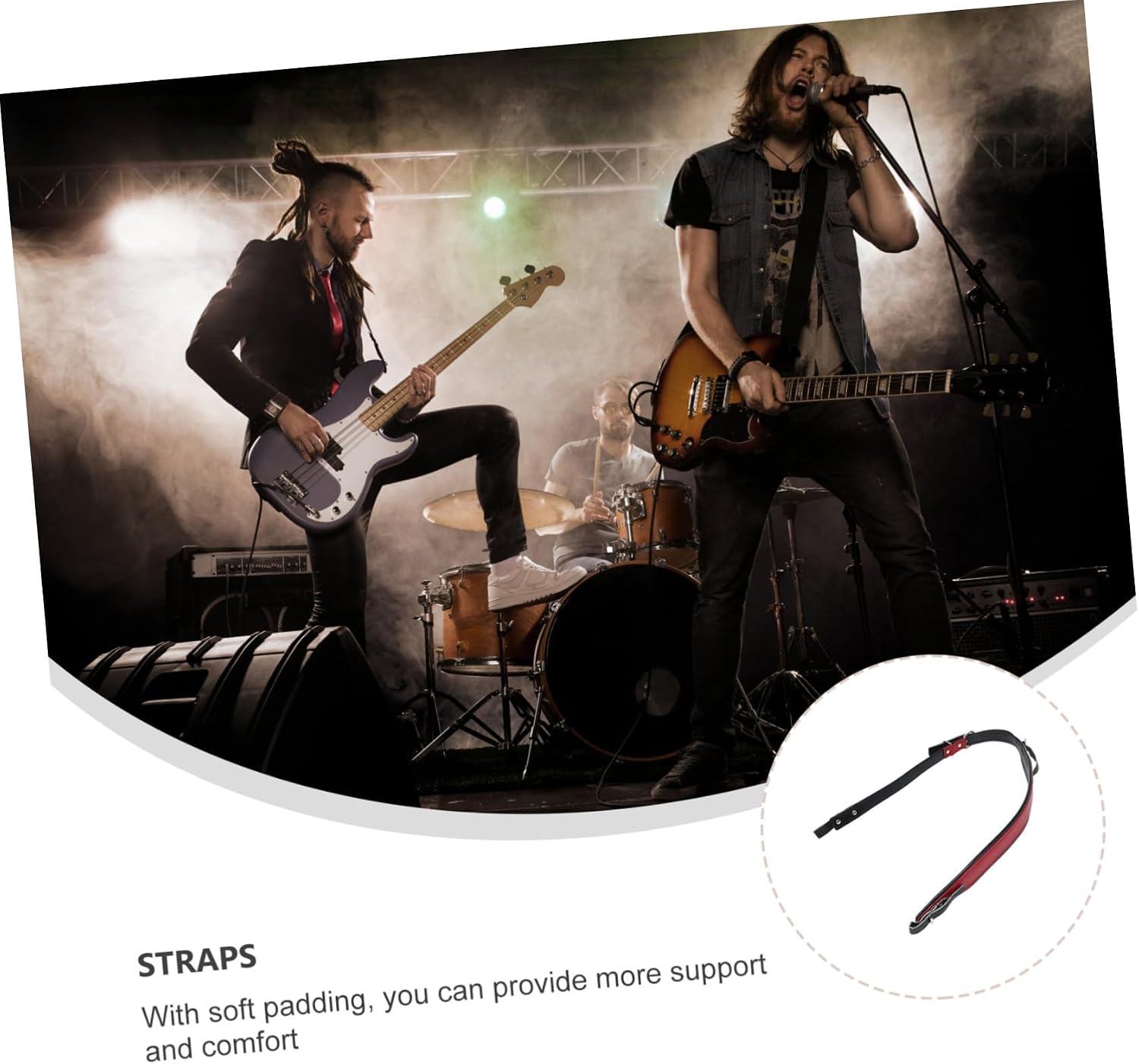 HANABASS Adjustable Bass Accordion Straps Comfortable 60-120cm Double Shoulder Straps Chic Accordion Accessory for Bass Players