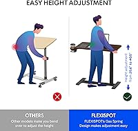 Vista 9 de FLEXISPOT H7 Mesa Ajustable sobre la Cama con Ruedas Escritorio Móvil Neumático de Pie Escritorio para Laptop Carrito de Computadora con Ruedas Mesa