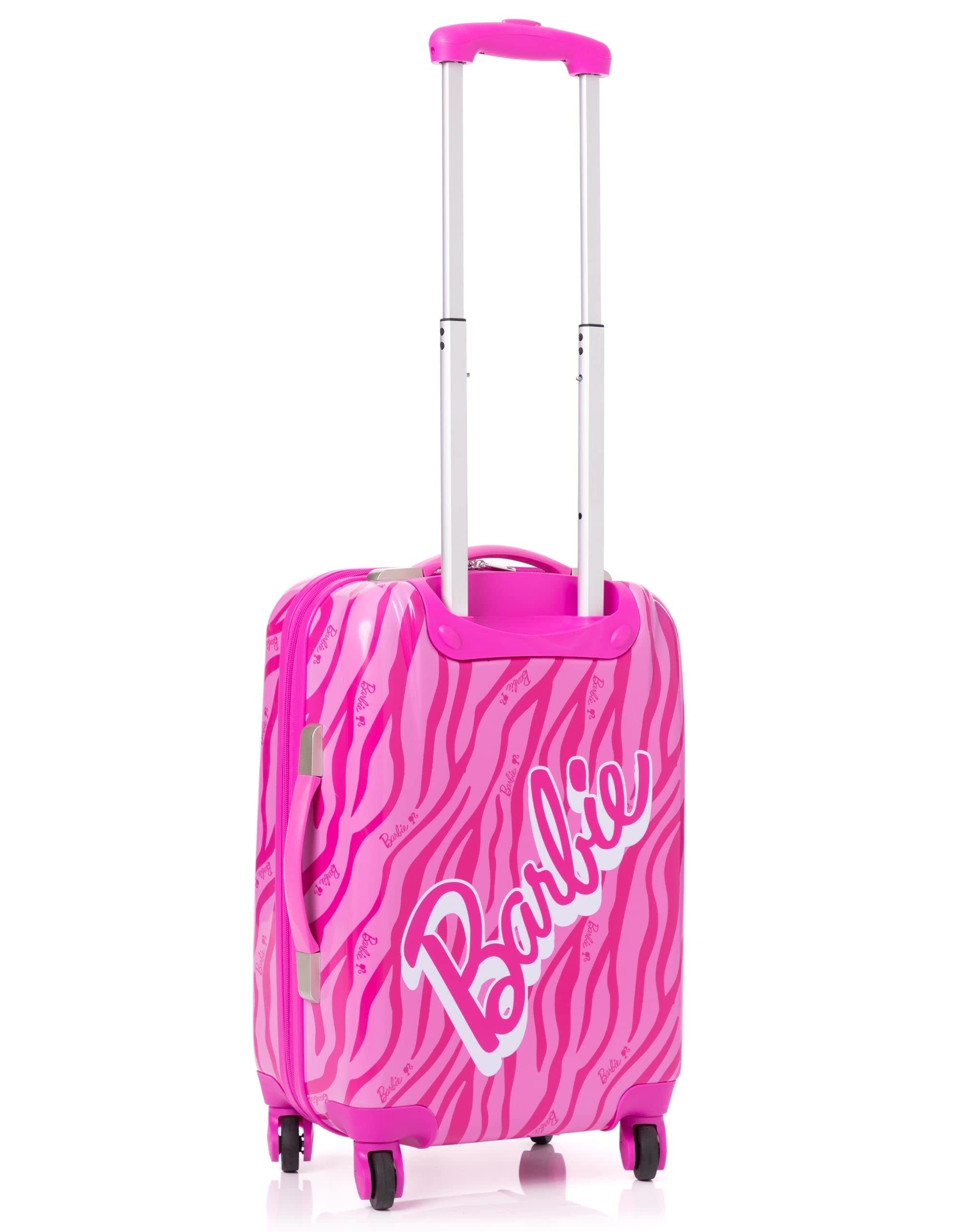 Barbie Valigia per adulti e bambini | Cabina Piccola, Media O Grande Opzioni Borsa Bagaglio | Ragazze Rosa Bambola Logo Copertina Rigida Da Donna Carry On Trolley Da Viaggio