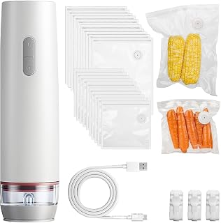 Compact Vacuum Sealer Handheld Portable Airtight Food Vacuum Sealer Machine with 30 Reusable Bags Wireless Food Saver for Kitchen Storage Chef Small, for, Portab