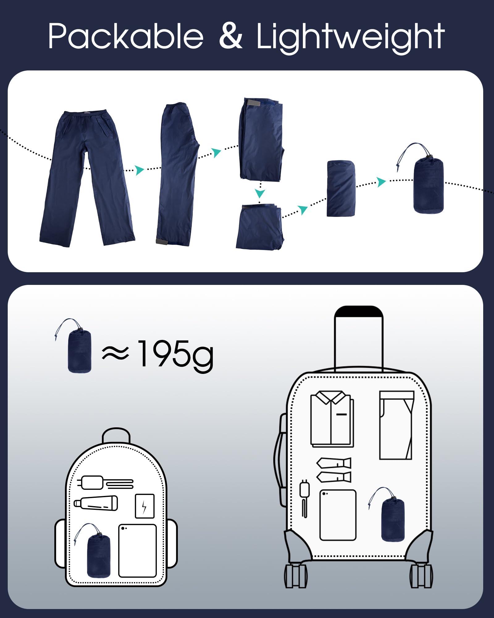 33,000ft Pantalon imperméable pour femme - Coupe-vent - Léger - Pour la marche, la randonnée