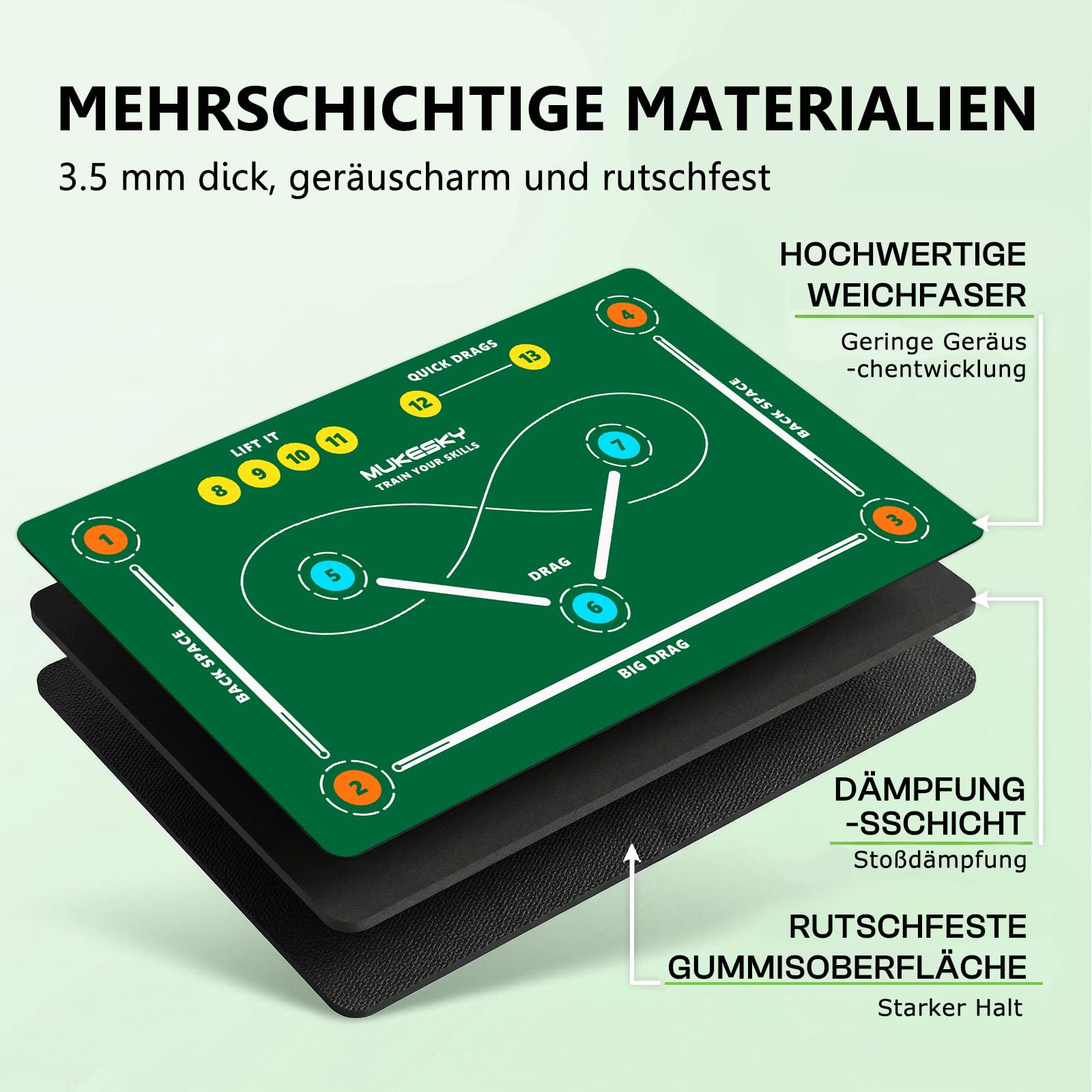 Hockey Trainingsmatte 150 x 90 cm für Stickhandling & Dribbling