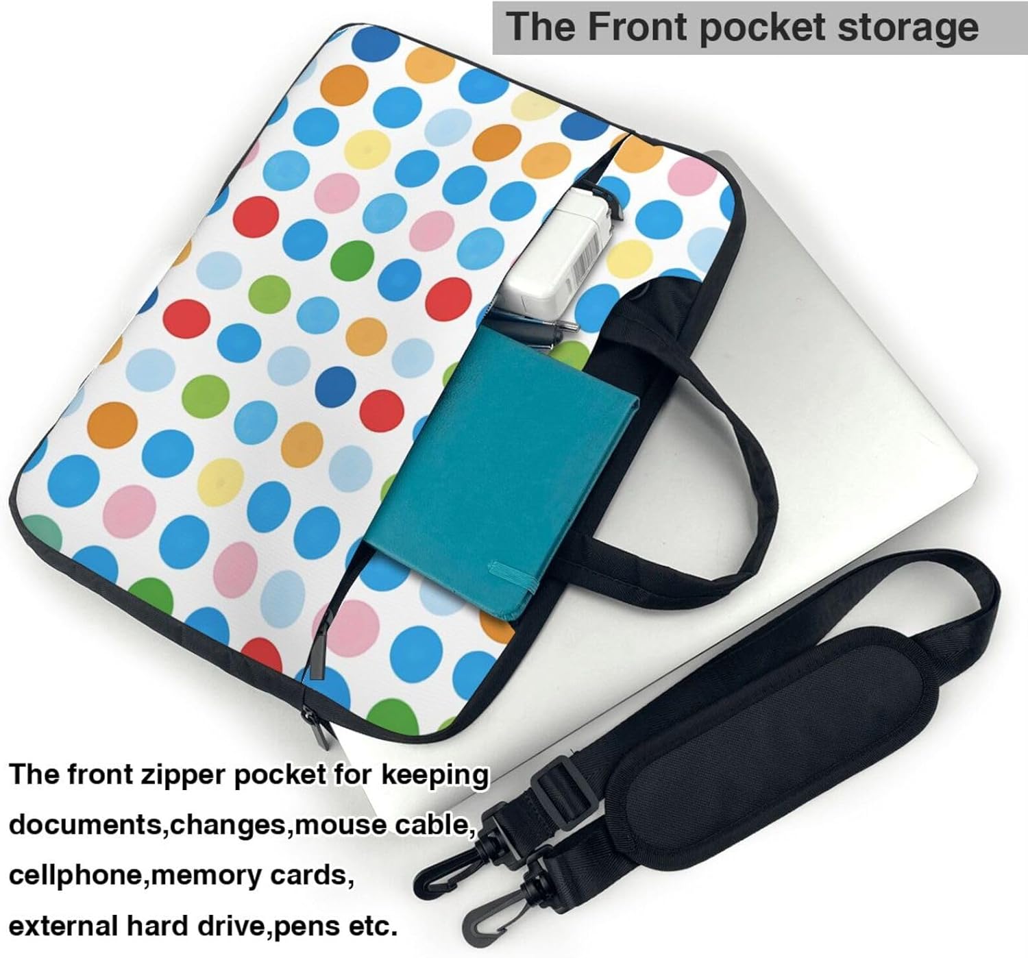 Blue Polka Dot Pattern Laptop Bag Triple Layer Protection Shockproof Crossbody Laptop Shoulder Bag for Men and Women