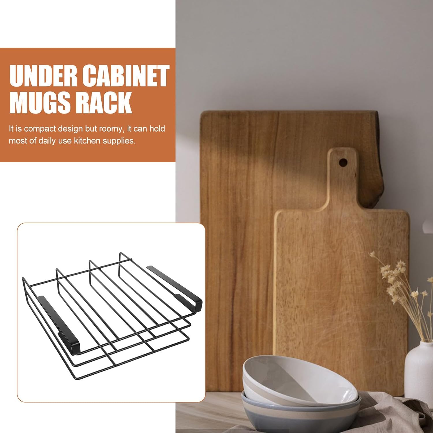 Cabinet Storage Rack 30cm Double Layer Kitchen Cabinet Organizer Punch-free Hanging Shelf for Cutting Board and Pot Lid Storage Black