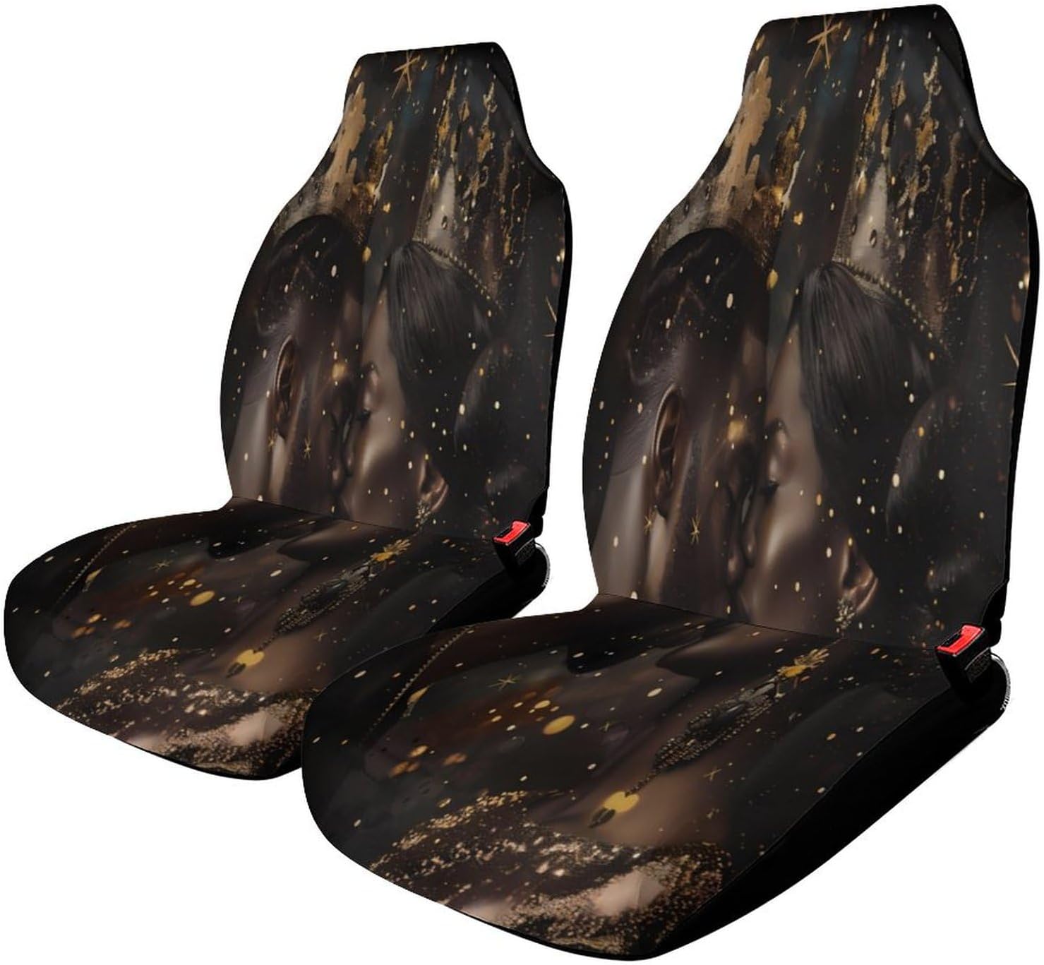 King and Queen African American Car Seat Covers Automotive Seat Covers Car Seat Protector Auto Front Seats Protector for Most Cars 2PCS