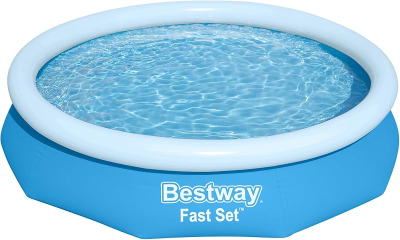 Bestway Fast Set pileta sobre el suelo de 10' x 26", pileta al aire libre con anillo inflable redondo superior