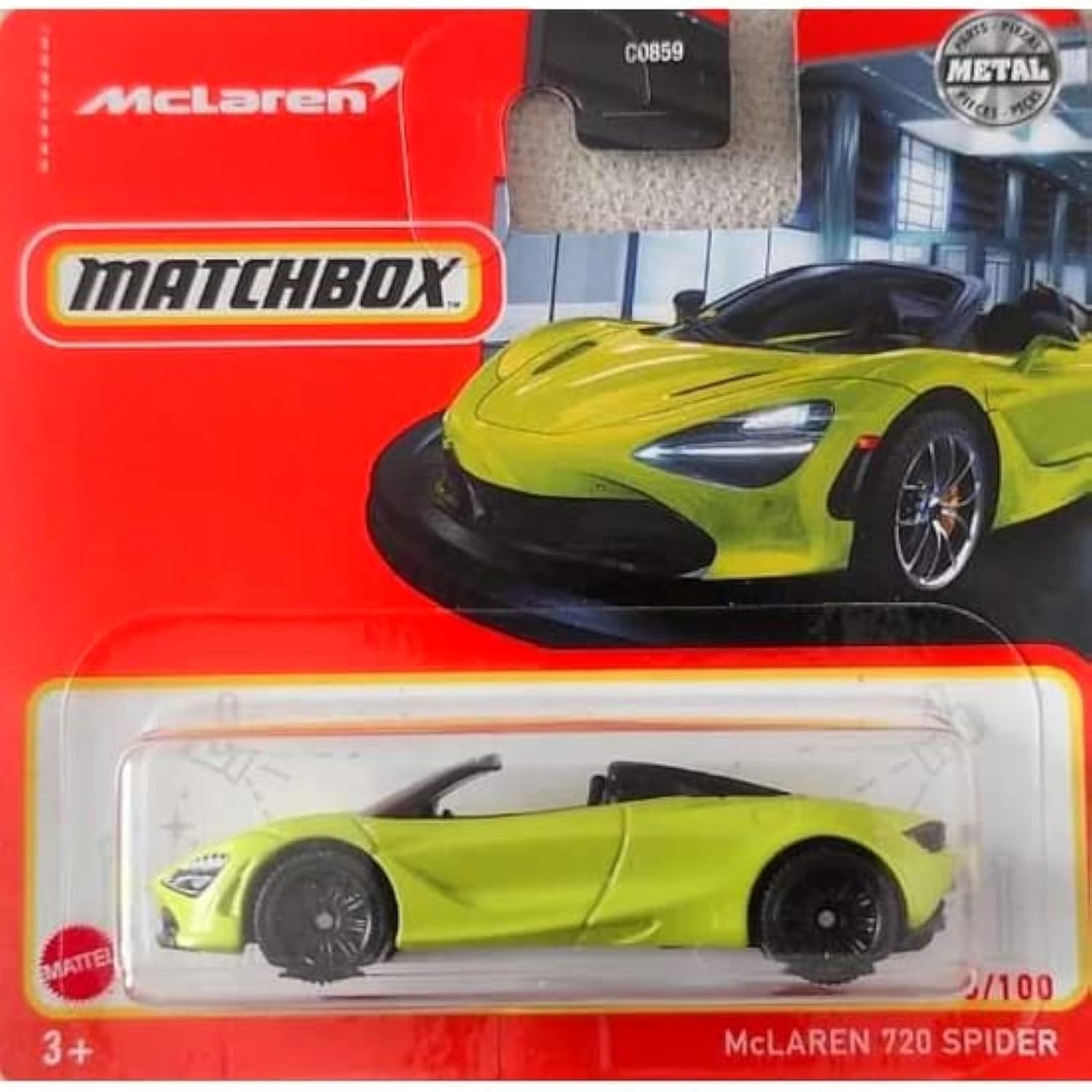 2023 Matchbox McLaren 720 Örümcek Limon Yeşili (Kısa Kart) HFR66