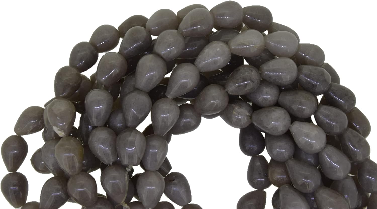 Gray Jade (Dark) Plain Drops Shape Gemstone Beads for Jewelry Making, Jewelry Supplies, Gray Jade Beads 12x16mm Size, 1 Strand Each of 16" Length