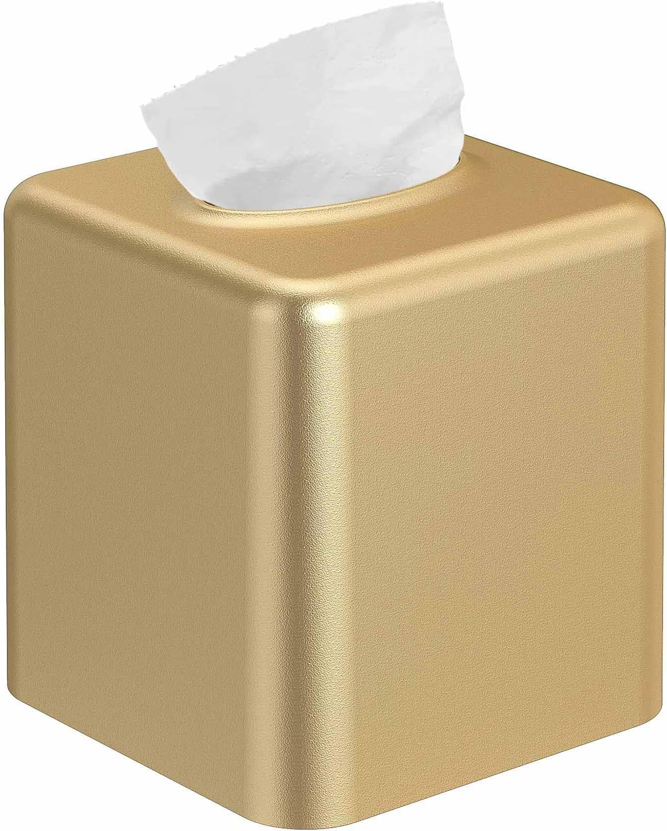 Livelab Tissue Box Cover, Square Metal Tissue Box Holder Modern Decor Facial Napkin Holder Tissue Box Dispenser for Bathroom Vanity Countertop, Living Room, Bedroom, Office - Gold