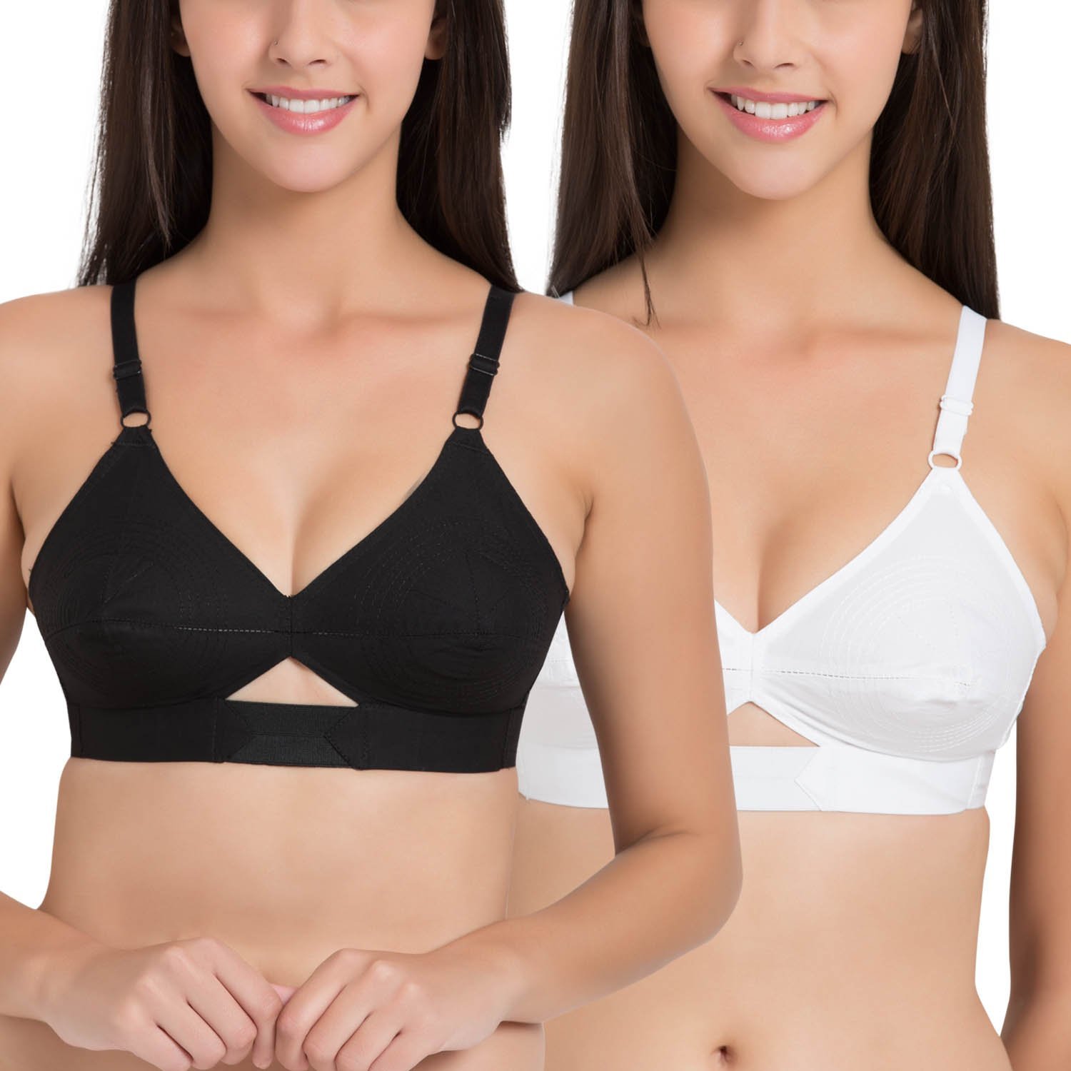 centra Centre-Fit 100% Cotton - Minimiser - Non-Padded, Full Coverage, Wireless Seamed Bra (Pack of 2)-picture-27