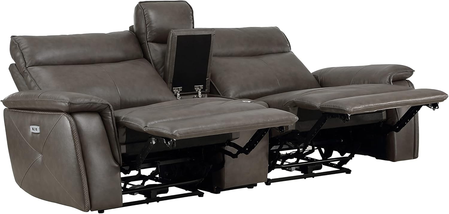 Lexicon Raelynn Power Double Reclining Loveseat with Center Console, Dark Brown
