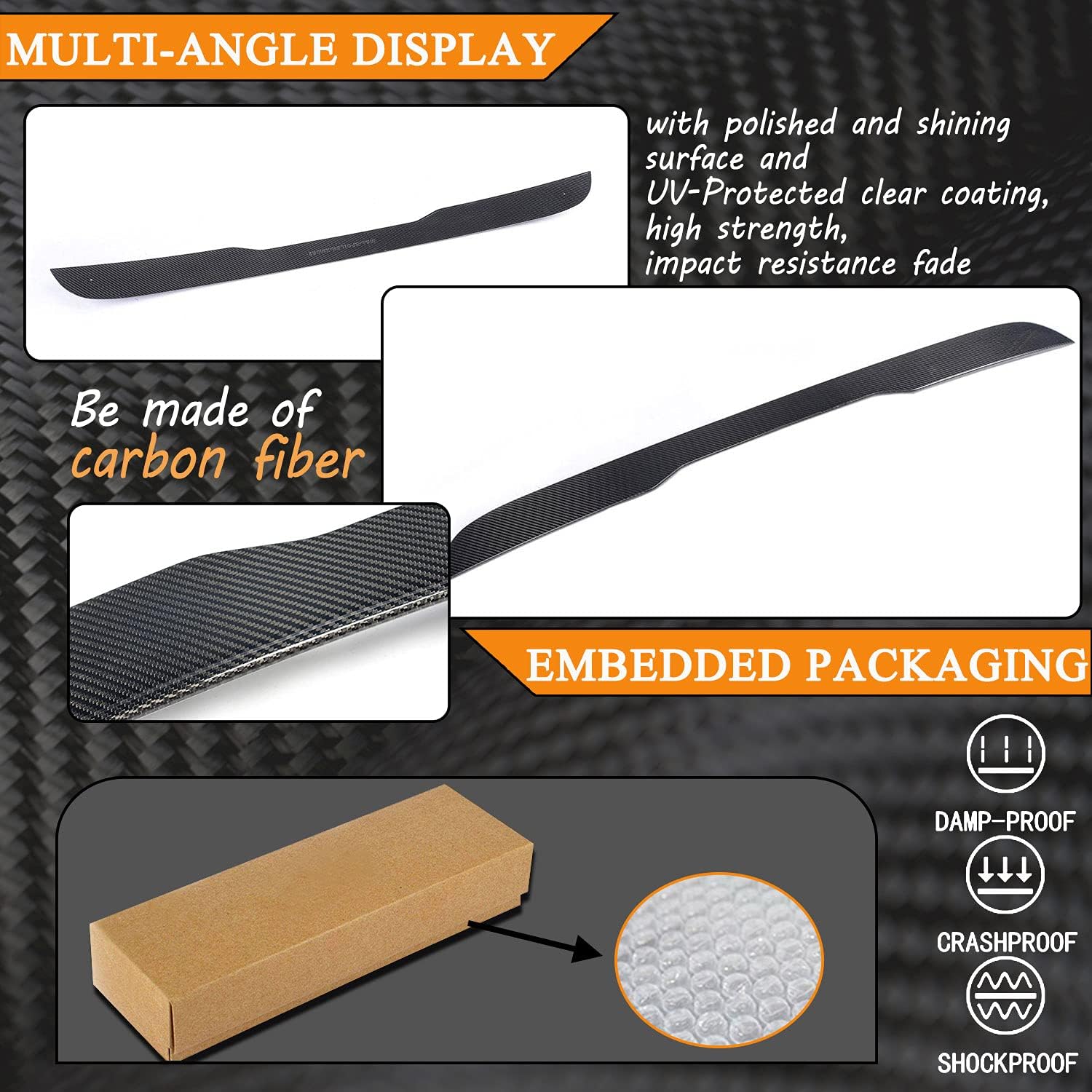 Carbon Fiber Roof Spoiler Fits for Mercedes Benz S Class W222 Sedan 2014-2019 Factory Outlet S400 S450 S500 S550 S560 S600 S63 S65 AMG 4Door Auto CF Rear Window Top Wing Lip