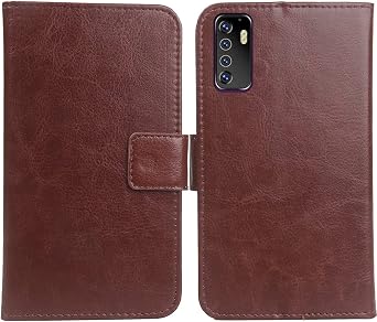 Color Design PU Wallet Flip Leather with Card Slots Cover Skin Protection Case Shell for XGODY A71 6 (Brown)
