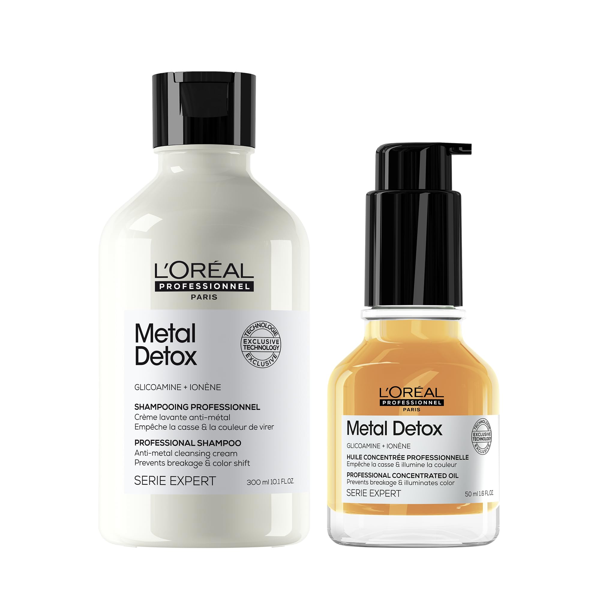 L'Oréal Professionnel Paris | Metal Detox Shampoo Ristrutturante + Olio Professionale Concentrato per Tutti i Tipi di Capelli Danneggiati, Stop a Rottura e a Colori Indesiderati