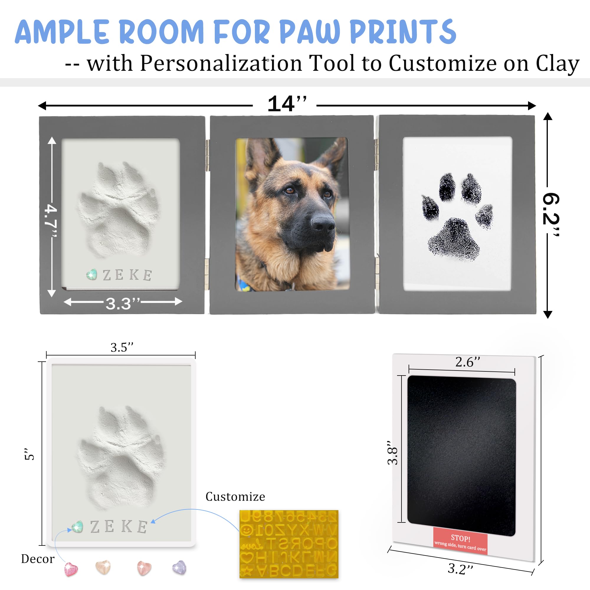 MYPAWLETS Kit de Huellas de Patas, Marco de Tinta y Arcilla para Huellas de