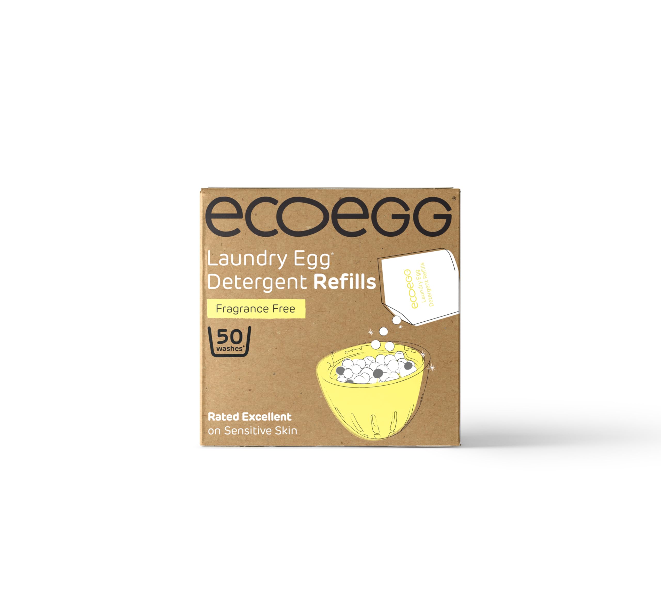 Ecoegg Laundry Egg Refill Pellets | Detergent and Fabric Softener Replacement | Non bio and no enzymes, chlorine bleaches, phosphates, parabens, SLS/SLES or palm oil | 50 Washes | Fragrance Free