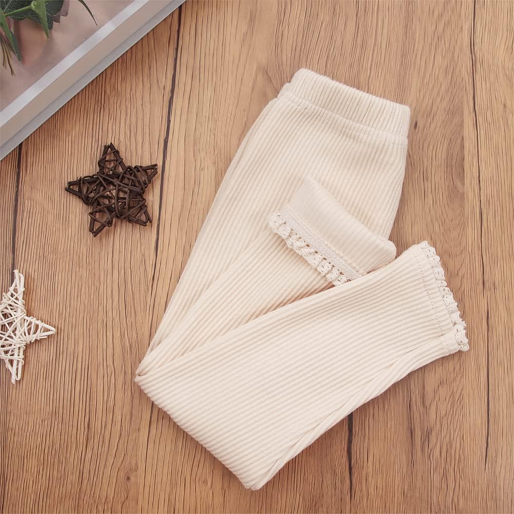 Toddler Baby Girls Leggings Footless Lace Trim Tights Ruffle Ribbed Knit Stocking Infant Fall Winter Warm Bottom Pants - Image 6