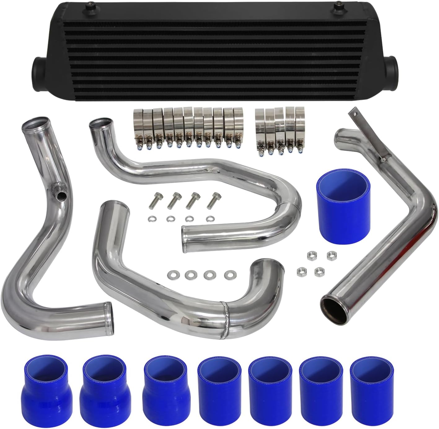 Front Mount Intercooler and Piping Kit Compatible with VW Jetta Golf GTI GL GLI GLS MK4 1.8T Engine 1998-2005 Blue