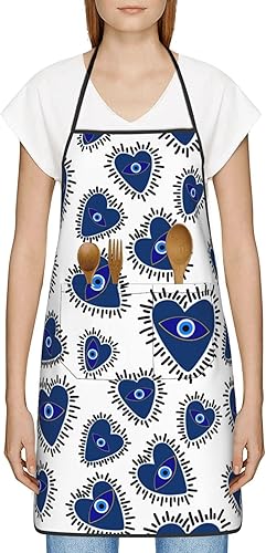 Miniatura 2 de Delantal de mal de ojo del diablo, divertido delantal de cocina para mujeres y hombres, delantal con babero para barbacoa, hornear, manualidades,