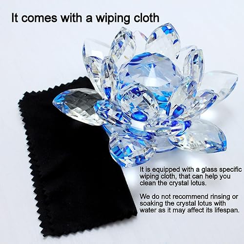 Miniatura 4 de Flor de loto de cristal brillante, 4 pulgadas, reflejo de tono de loto transparente para decoración del hogar Feng Shui, adornos de atrapasoles o