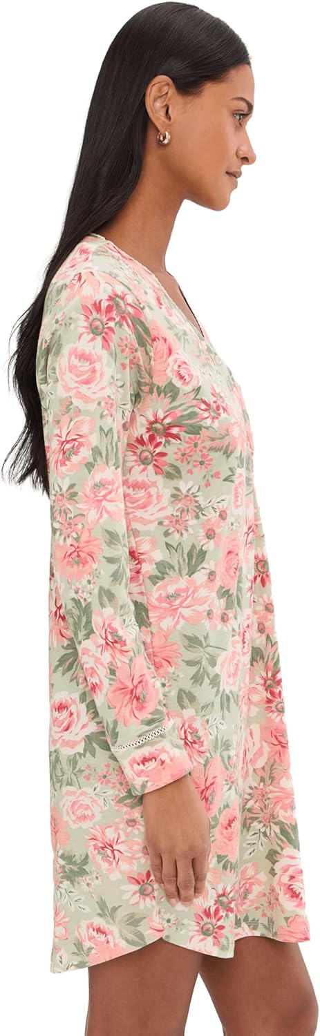 Karen Neuburger womens Vintage Dreams Long Sleeve Nightgown With Picot Trim - Image 3