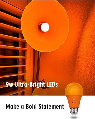 Miniatura 3 de Bombilla naranja, 9 W (equivalente a 60 W), bombilla LED naranja base E26, decoración de fiestas, porche, iluminación del hogar, iluminación