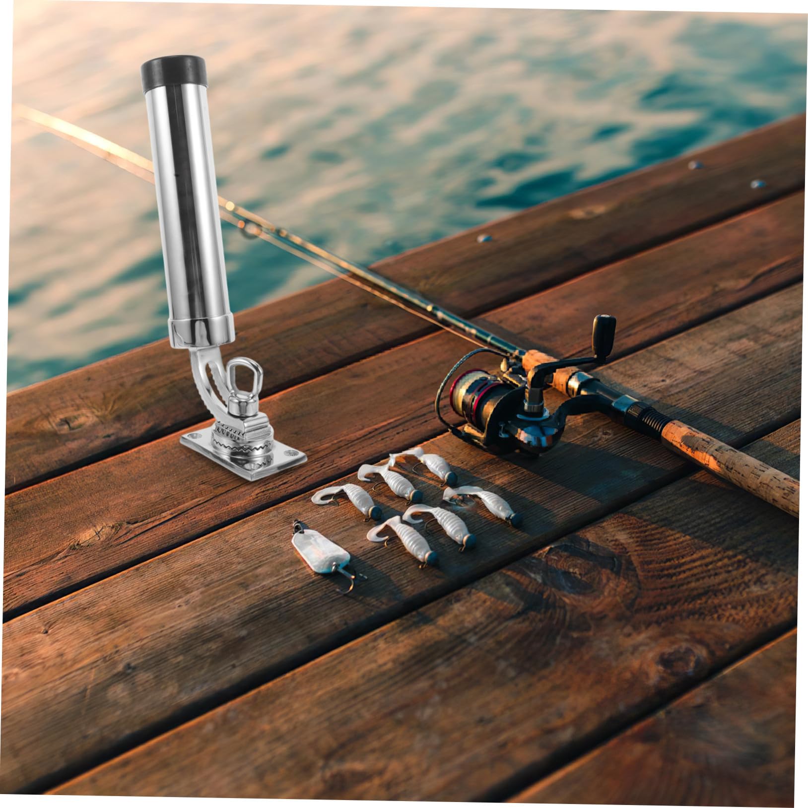 KOMBIUDA Canna in Acciaio Supporto Girevole Regolabile per Yacht Kayak e Imbarcazioni Staffa Fissa Marina per Montaggio su Ponte Compatibile con Diversi Modelli Canna